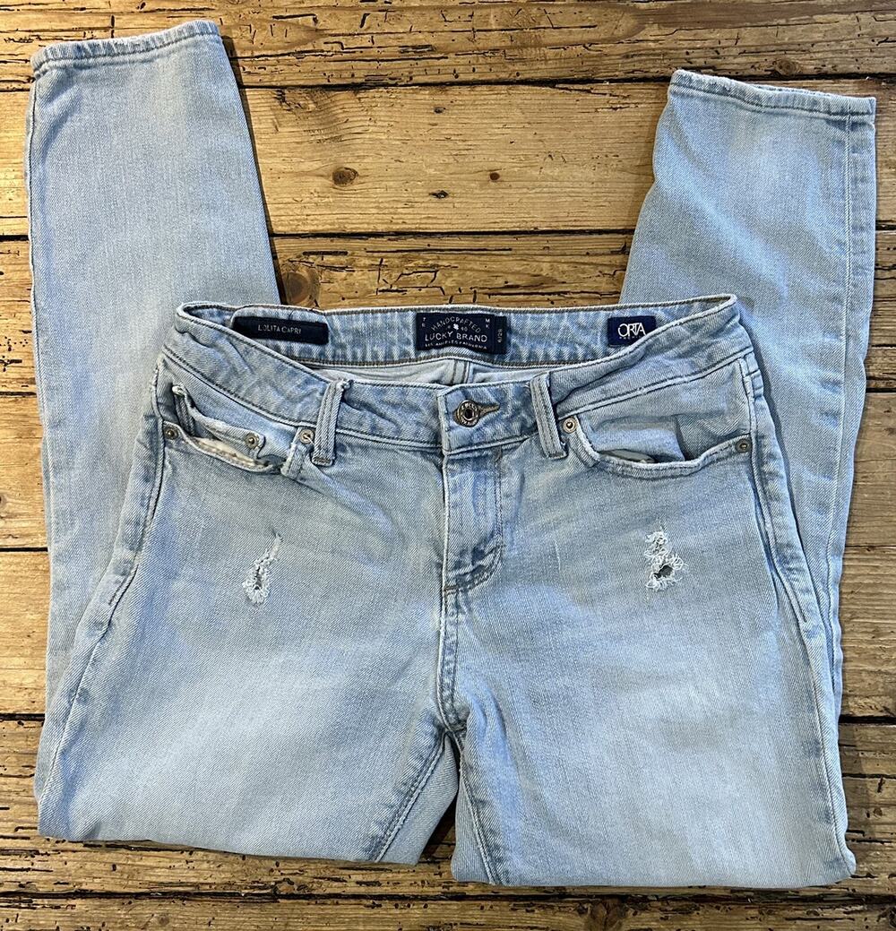 Lucky Brand Lolita Capri ORTA Distressed Jeans Size 6/28